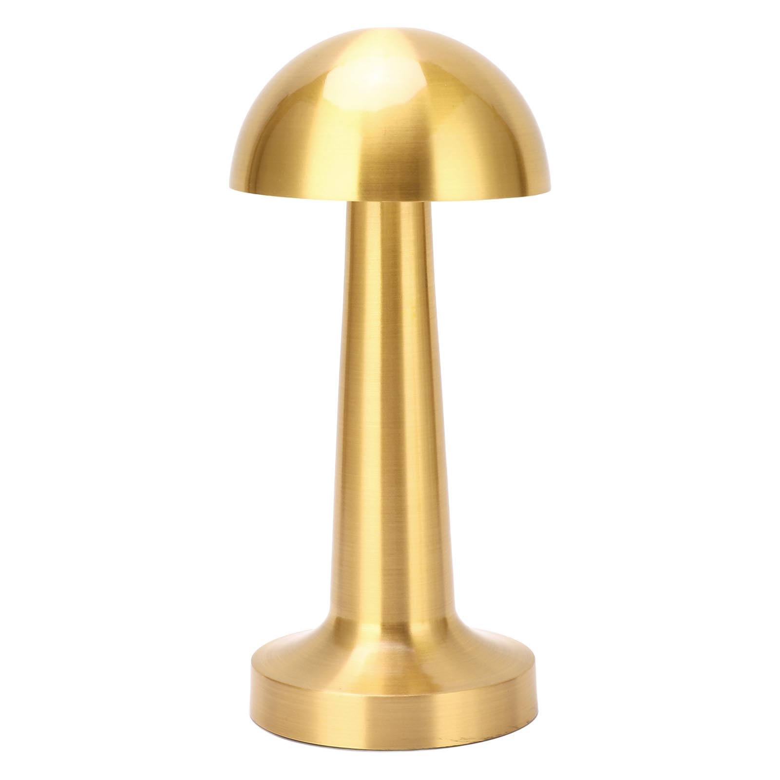 Paddestoellamp draagbare draadloze tafellamp USB oplaadbare paddenstoel licht touch control nachtlampje met 3 kleuren dimmen decoratieve metalen bedlamp voor slaapkamer woonkamer (goud