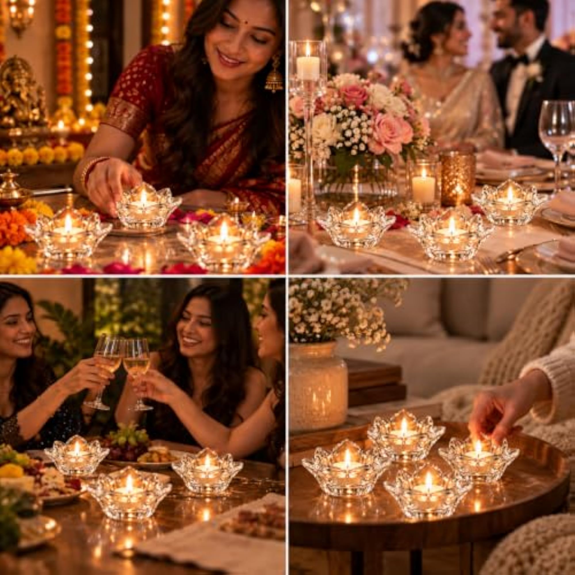 Premium Glass Lotus Candle Holder