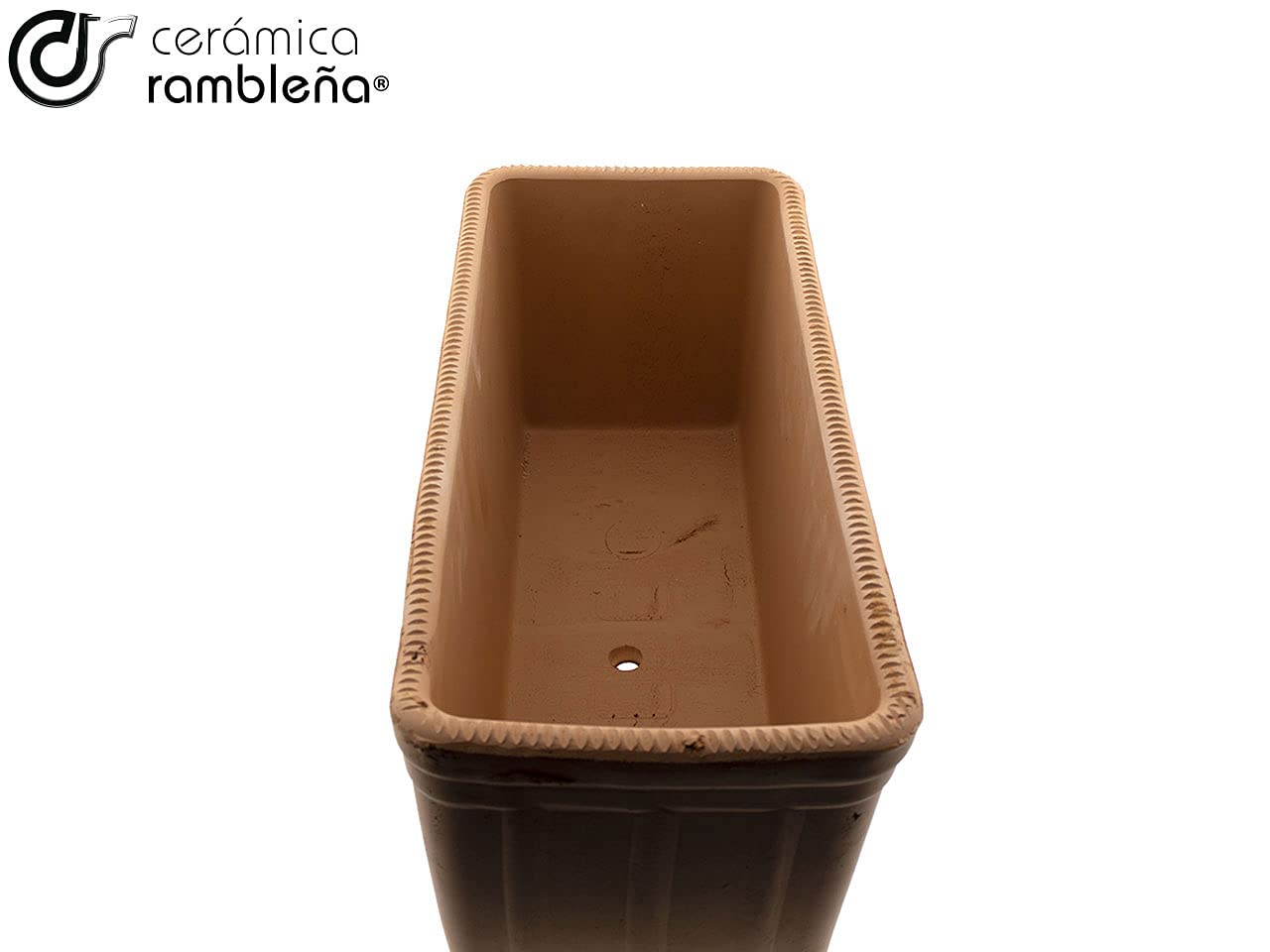 CERAMICA RAMBLEÑA | Sadzarka | Sadzarka balkonowa | Sadzarka zewnętrzna | Sadzarka prostokątna | Sadzarka ceramiczna | Sadzarka z czerwonego błota - model J01 | 41x18x17 cm