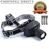 LED Headlamp by Northfall Direct - Ultra-Bright Flashlight for Camping, Hiking, Running, Safety and Work. Comfortable & Lightweight - Batteries Included - Lifetime Warranty