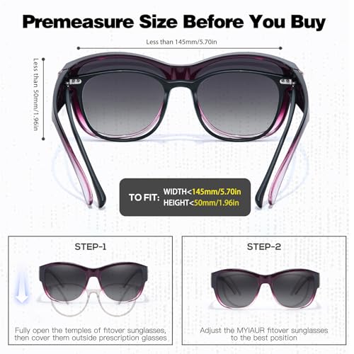 Myiaur Polarized Fit Over Glasses Sunglasses for Women, Trendy Wear Over Eyeglasses UV400 Protection3