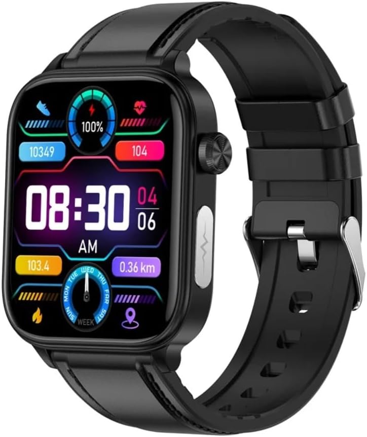 Ethelred Smart Watch ET570 displaying health metrics like heart rate and steps.