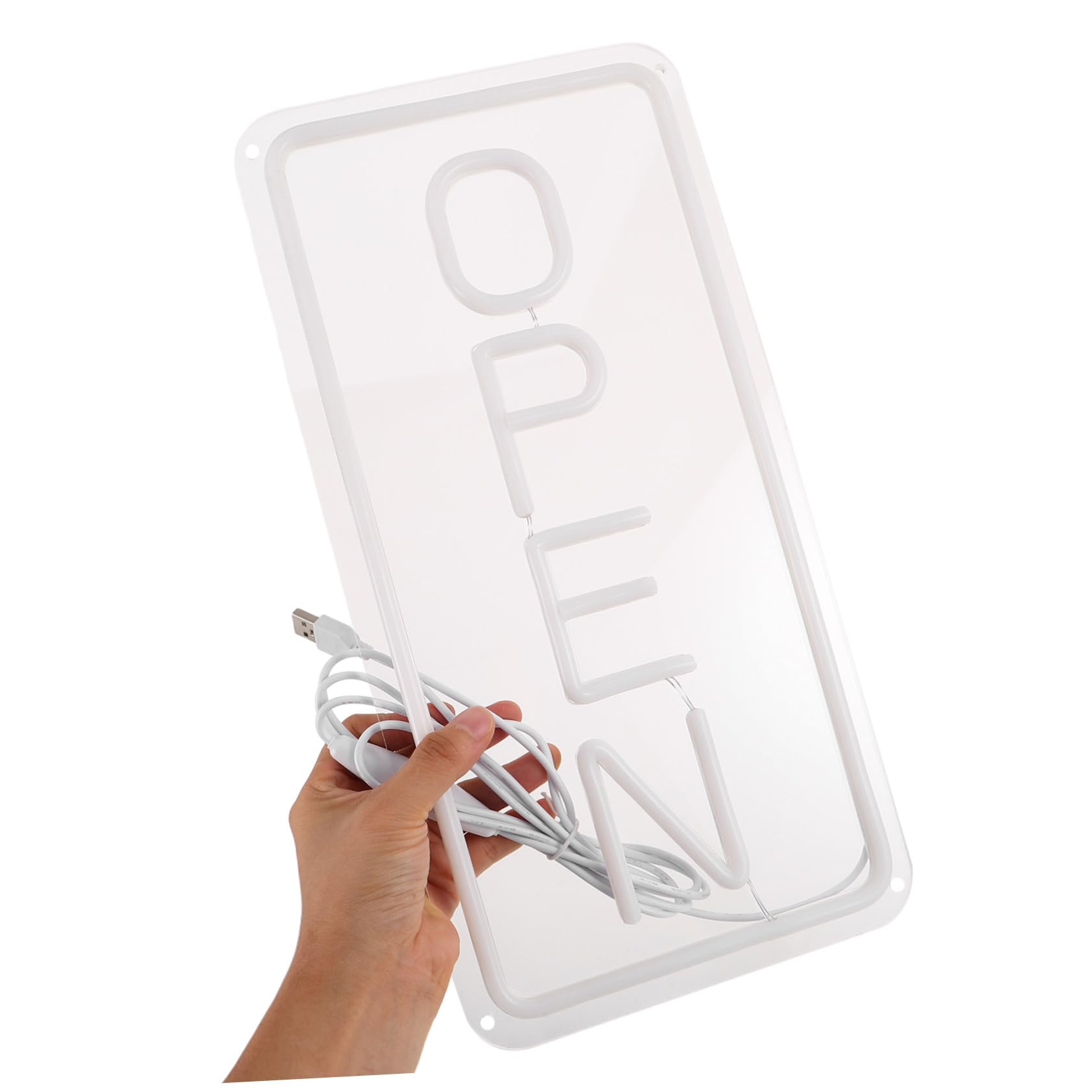 BESTYASH Letrero de Neón Vertical para Cafetería Dormitorio Pared Luz LED Acrílica Transparente Letrero Luminoso Abierto para Fiesta