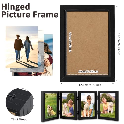 Foribyw Hinged Photo Frames 4x6 inch, Rustic Wood Effect Folding Picture Frame with High Definition Glass, 4 Opening Photo Frame Multiple Pictures for Desktop Birthday Gifts(black) - Cosy Home Interiors Foribyw Hinged Photo Frames 4x6 inch, Rustic Wood Effect Folding Picture Frame with High Definition Glass, 4 Opening Photo Frame Multiple Pictures for Desktop Birthday Gifts(black) - Image 2