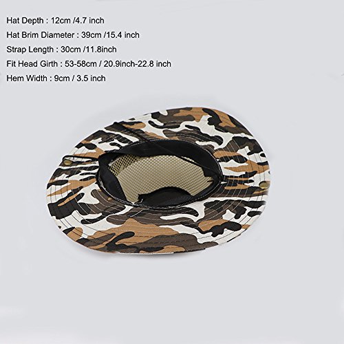 Eorta 2 Pack Men Camouflage Hats With Wide Full Brim Breathable Mesh Design Summer Sunhats/Cups For Outdoor Working Fishing Hiking Gardening Travelling, Folding #TOP1
