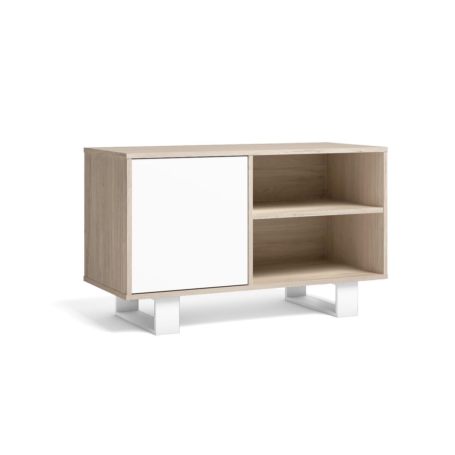 Meuble TV 100 Skraut Home Wind en chêne et blanc 95 cm avec porte gauche