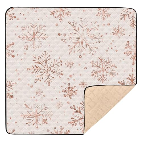 BOESI Graffiti Snowflake Pattern Baby Play Mat, 50“ X 50” Washable Folding Crawling Mat, Baby Floor Mat, Soft, Thick, Non-Slip