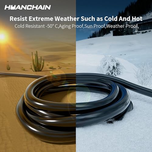 Image of HUANCHAIN 3 FT 16 Gauge Black Indoor Extension Cord Waterproof, Flexible Cold Weather 3 Prong Electric Cord Outside, 13A 1625W 125V 16AWG, ETL Listed