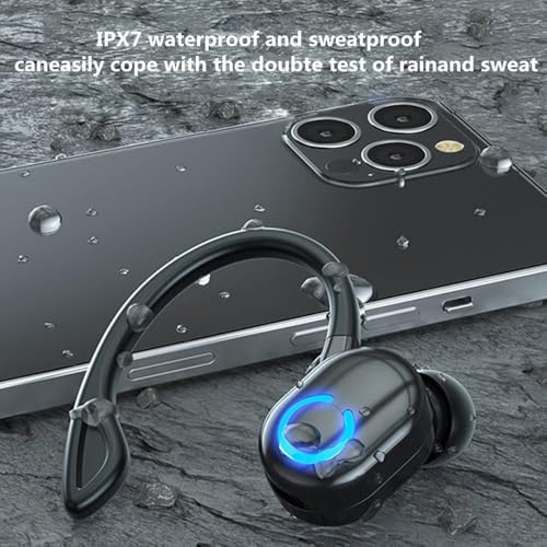 Image of Single Ear Bluetooth Earpiece, Bluetooth 5.2 Wireless Earphones, Right Ear in-Ear Bt Headset with Noise Canceling Microphone, in Ear Headphones with Charging USB Cable