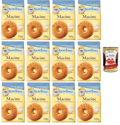Mulino Bianco Macine Kekse mit 100% italienischer Frischrahm 12x 350 g biscuits cookies + Italian Gourmet polpa 400g