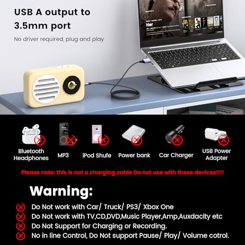 MOSWAG Adaptador USB a Jack 3.5mm con micrófono miniatura 3