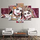 CYZSH Pictures Modular Poster Hd Printing 5 Pieces India God Radha Krishna Canvas Painting Modern...