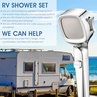 YASINU RV Shower Head with Hose and On Off Switch, High Pressure Camper/RV Shower Head Replacement, 4 Setting, 60 inch Hose, Water-Saving, Chrome