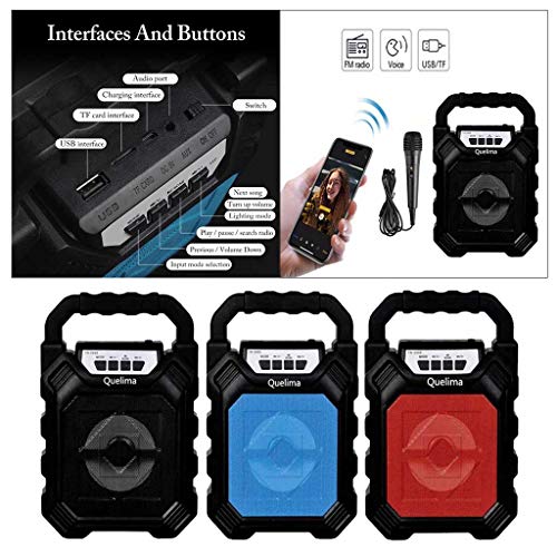 Baoblaze Alto-falante Bluetooth Sem Fio Ao Ar Livre Com Caixa De Som HIFI De Subwoofer De Microfone