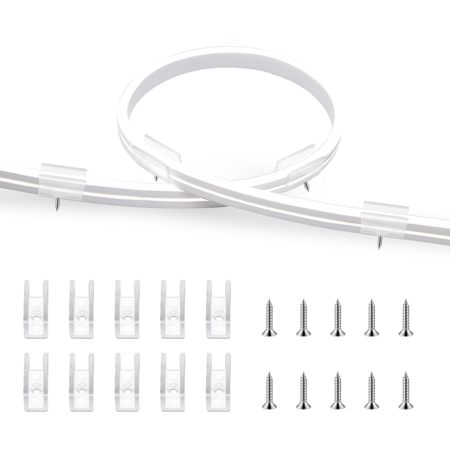 TENDIST 50PCS Outdoor Neon LED Strip Light Mounting Clips with Screws Mounting Holder