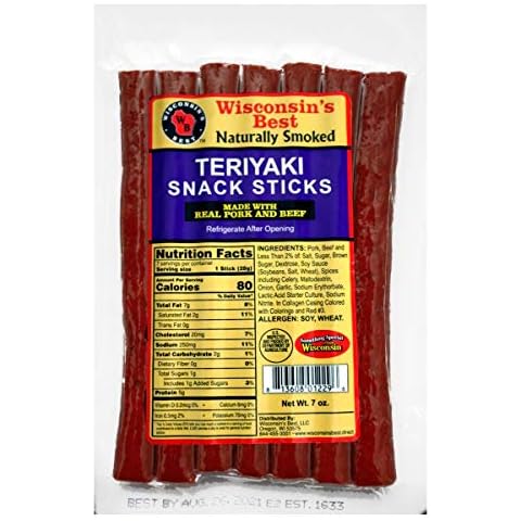 Wisconsin's Best - Teriyaki Beef Snack Sticks (7-1 oz. Sticks) Healthy Protein Snack. Great for Lunch Bags, Hiking and Biking. Keto-Friendly, Low Carb, Low Sugar, High Protein. Cover