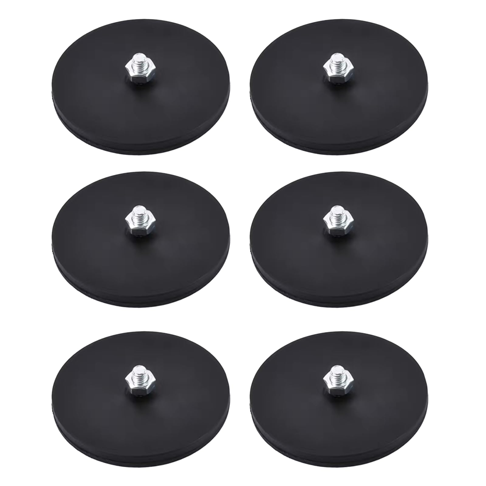 6 Stück Magnet mit Gewinde Neodym Magnete Gummiert 43mm Extra Stark mit M6 Außengewinde 15kg Haftkraft Starke Magneten Anti-Rutsch Magnetischer Montagesockel