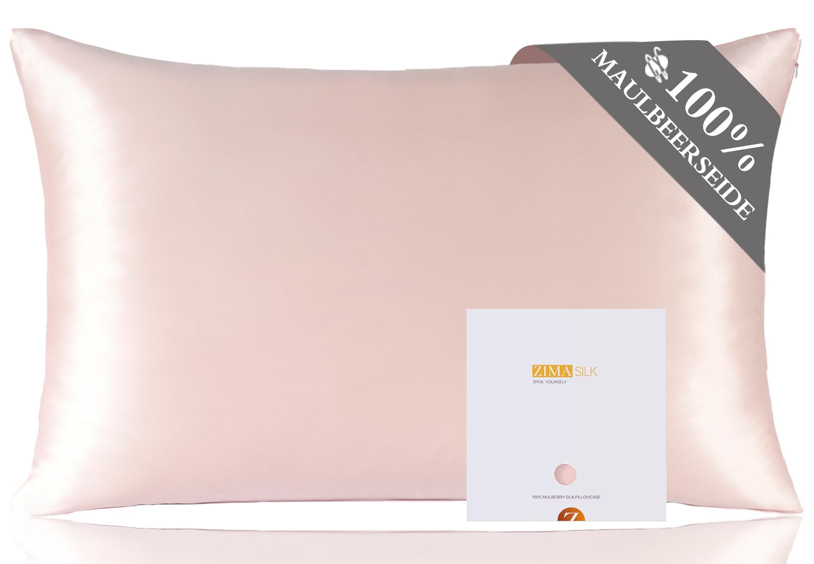 Zimasilk Pink 100% Mulberry Silk Pillowcase For Hair And Skin,Both Sides 19 Momme Silk, 1Pc (40X80cm, )