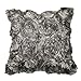 Homecube High Quality Satin Rose Flower Bed Sofa Square Pillow Cushion Pillowcase Case Cover Rose Flowers 16.5''x15.5'' Decorative (Gray)