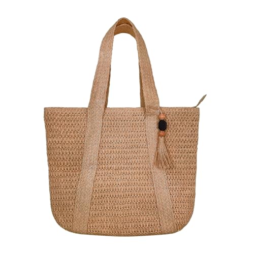 Bolso grande de playa de paja tejido miniatura 1