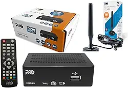 Conversor e Gravador Digital Full HD PRODT-1270 com Antena Externa, TV Digital e Analógica, USB, Controle Remoto Padrão
