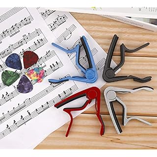 Capodastre Guitare Alliage Capo avec 5 Mediators en durable Alliage d'aluminium pour Classique Folk Guitare Ukulélé… – Image 2