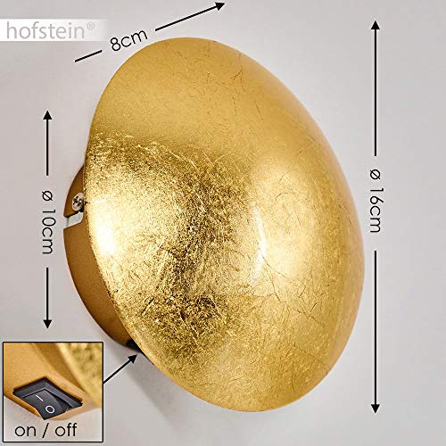 Wandlampe Mezia, runde Wandleuchte aus Metall in Gold mit Lichtspiel an der Wand, 1 x G9, Innenwandleuchte mit Strahlen-Effekt in Struktur-Gold-Optik, ohne Leuchtmittel