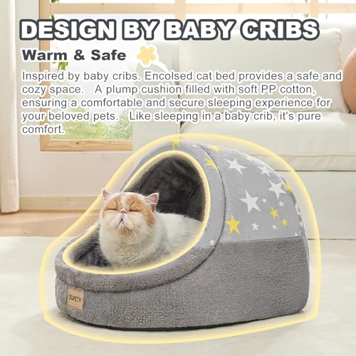 Image of Cute Cat Beds for Indoor Cats, Cat Cave Bed for Kittens, Large Cat Cave