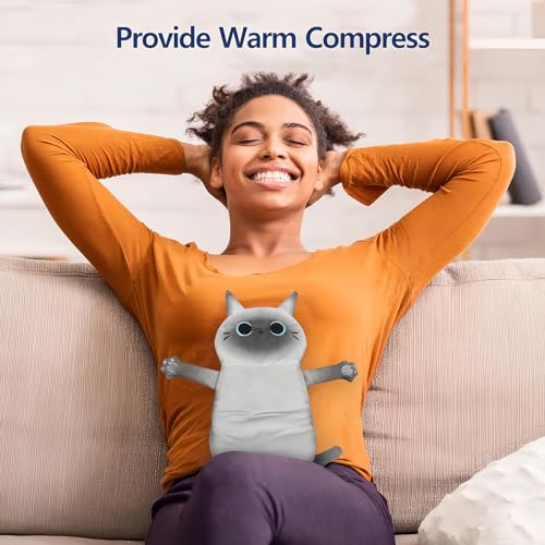 Image of Microwave Heating Pad for Cramps Pain Relief, 17 * 9'' Moist Microwavable Stuffed Animal Period Menstrual Heating Pads for Cramps, Back, Neck Shoulder and Knee- Siamese Cat