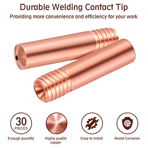 Image of Honoson 30 Pack Welding Contact Tips .035 inch MIG Guns 11-35 (0.035 inch) Welding Tips 000068 Replacement Accessories Compatible With Millermatic M-10 /Hobart H-9 /10-9 /10 Welder