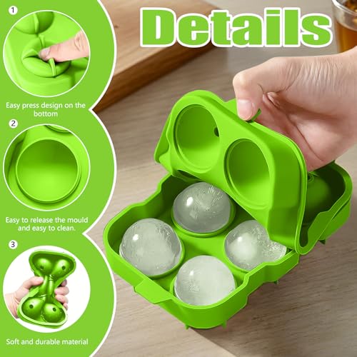 Molde para cubitos de hielo de silicona con tapa, 6 bolas grandes miniatura 3