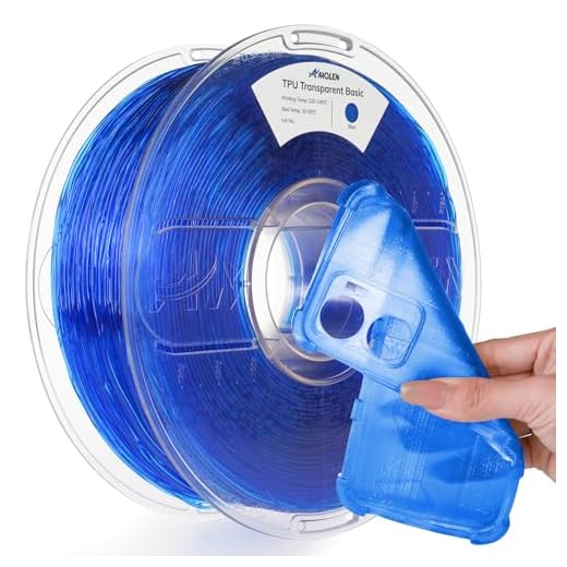 AMOLEN 95A TPU 3D Printer Filament 1.75mm, High Hardness & Resilience TPU Transparent Blue Filament, 1KG Flexible 3D Filament, Dimensional Accuracy +/- 0.02mm, Suitable for Most FDM 3D Printers