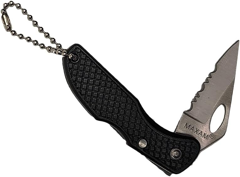 Treasure Gurus Folding Pocket Knife Self Defense Keychain Serrated Blade Key Ring Hunting Gift