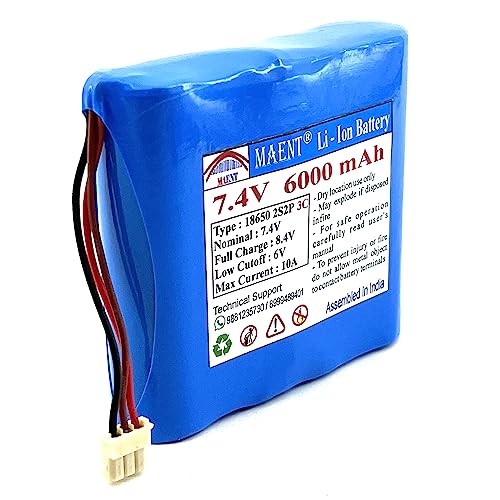 Image of MAENT 7.4V 18650 Lithium ion Rechargeable Battery 2S2P 2 Wire 5264 POS 8.4V for Electronics Toys Lighting Equipment POS Swipe Machine - 3C Rated (3 Pin POS Connector, 6000 mah)