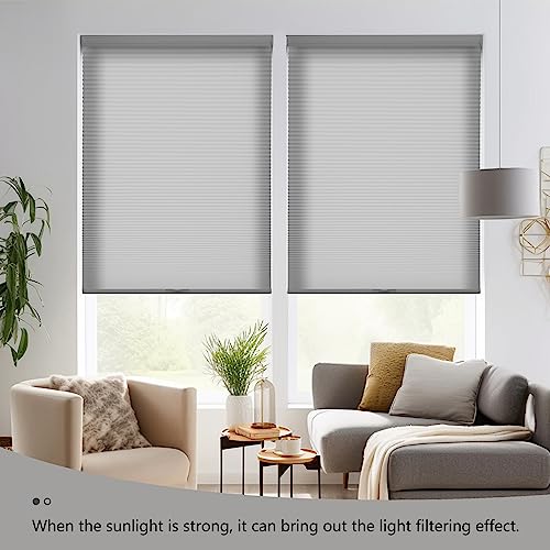 Berissa Light Filtering Cellular Shades, Cordless Honeycomb Blinds For Windows, Color-Matched Cellular Blinds, Custom Size For Bedroom Office Living Room, Light Filtering-Light Gray #TOP4