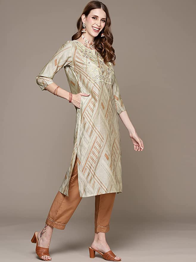 Image of anubhutee Women's Floral Embroidered Printed Kurta with Trousers and Dupatta