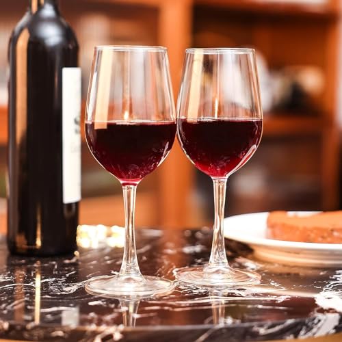 Image of Italian Style Classic White or Red Wine Glasses 380 ml Premium Crystal Clear Diamond Cut Glass | Perfect for Cocktail, Brandy, Mocktail, Champagne Set of 6 (p. Wine Glass$,., 6)