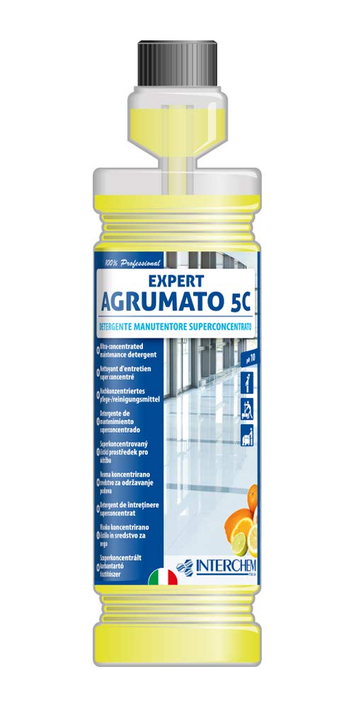 Interchem EX5CK5X4AG Expert Agrumato 5 C Detersivo Manutentoreper Pavimenti Superconcentrato Profumato agli Agrumi, 6 Flaconi Giusta Dose da 1 lt
