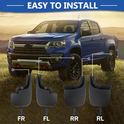 Image of Mud Flaps Mud Guards Replacement for Chevy Colorado /GMC Canyon 2015-2022 Mudflaps Mud Splash Guards Front and Rear No Drilling Required 4PCS
