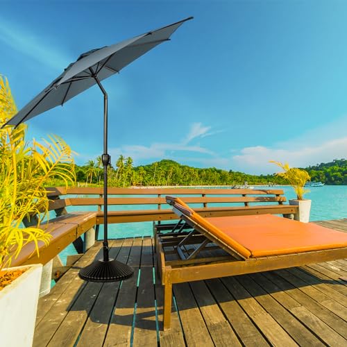 Image of Abba Patio 11FT Lyon Outdoor Patio Umbrella Outdoor Table Umbrella with Push Button Tilt and Crank Market Umbrella 8 Sturdy Ribs UV Protection Waterproof for Garden Deck Backyard Pool Grey