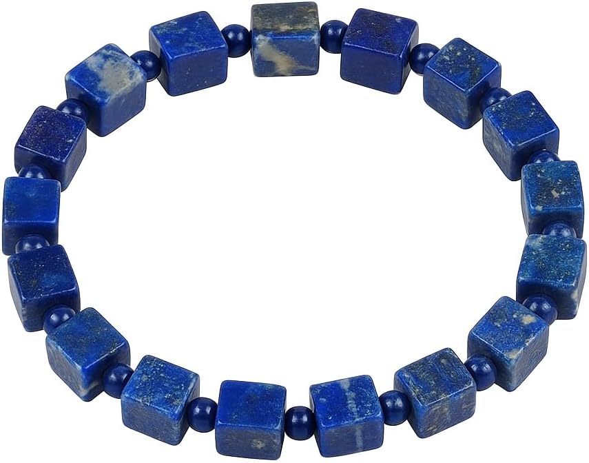 Lapis Lazuli Healing Bracelet – Real Crystal Beads for Stress Relief, Meditation & Chakra Balance – Natural Gemstone Jewelry Gift for Women & Men, Adjustable Stretch Fit