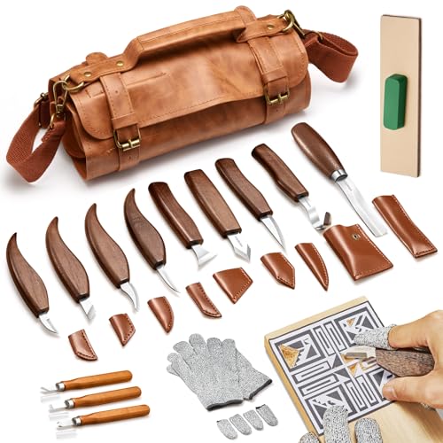AIZMOZIA Wood Carving Kit, 17Pcs Wood Carving Tools, Professional...