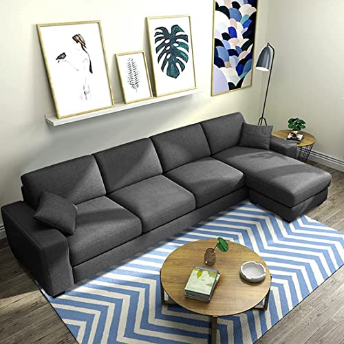 Image of CASASTYLE Adonoy 5 Seater RHS L Shape Fabric Sofa Set (Grey)