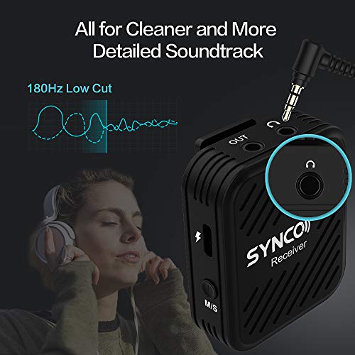 fantaxi SYNCO G1 (A2) Sistema de microfone sem fio 2.4G com 1 receptor e 2 transmissores e 2 microfo