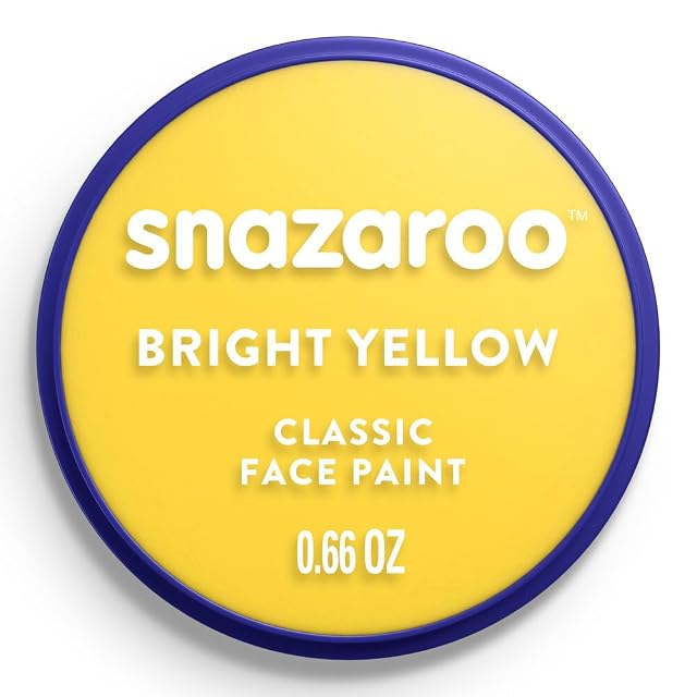 Snazaroo Pintura Facial y Corporal Clásica – Base Agua, No Tóxica, Fácil de Aplicar y Retirar - Amarillo Brillante, 18,8 g