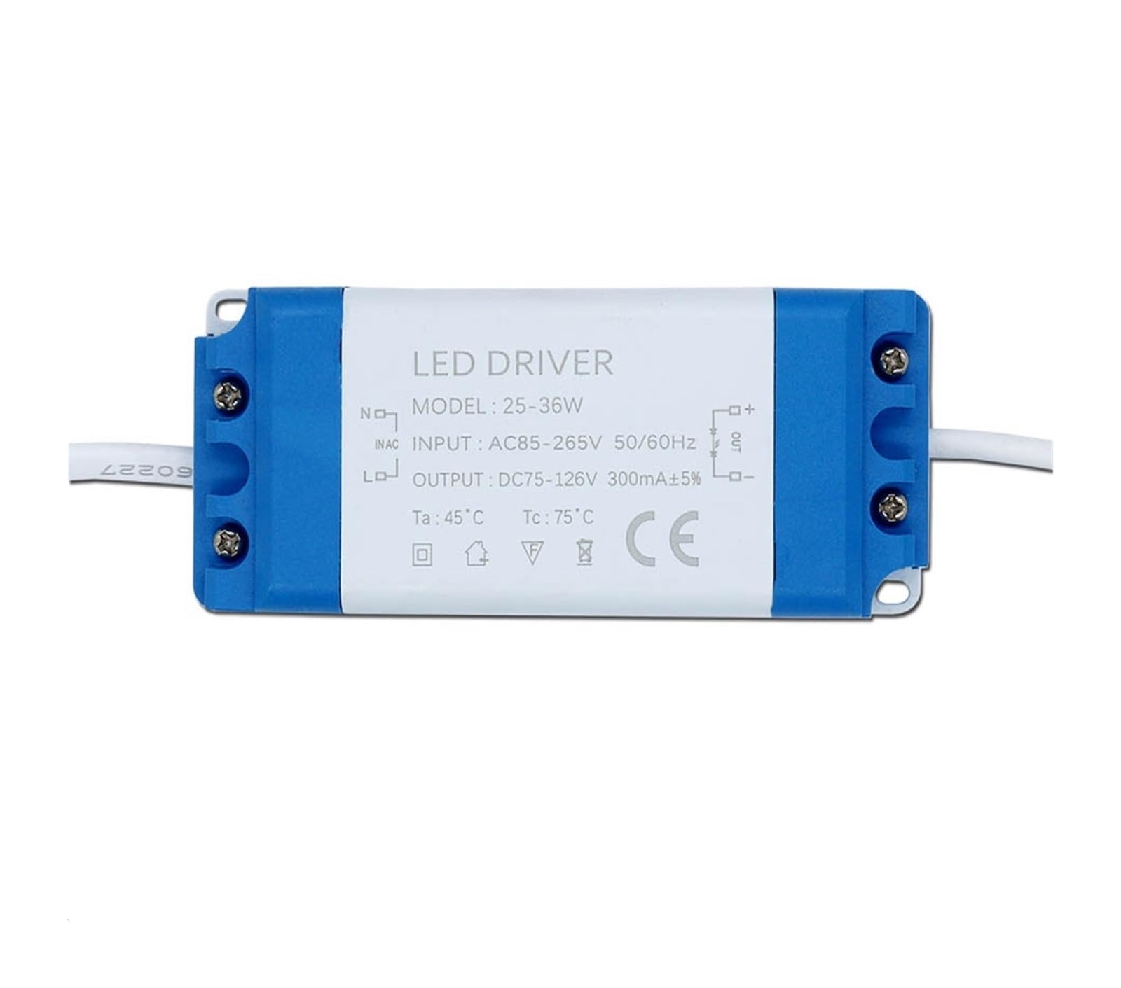 LED Power Driver 1W-36W 5.5 * 2.1mm 300mA Constant Current Lighting Transformer LED Input AC85-260V(25-36X1W)