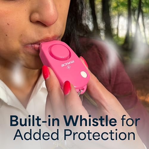 Image of Mace Brand 130dB Personal Alarm Key Chain with Bag Clip, Backup Whistle, and Hidden Off Button for Self Defense, Pink