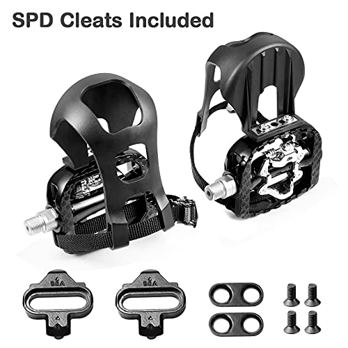 Spin Bike Pedals Shimano Spd Compatible 9/16'' Spindle Bike Pedals With Clips And Straps For Spin, Exercise, Peloton Bike (P02 Spin Bike Pedals) #TOP5