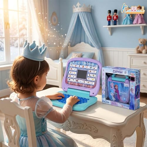 Image of Frozen Theme Educational Laptop for Kids - Interactive Learning Computer with Screen, Sounds & Music for Alphabet, Numbers & Word Learning - Safe Non-Toxic Pre-School Toy for 3+ Year Olds