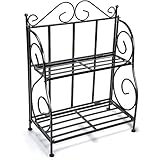 Packism Spice Rack Organizer, Bathroom Organzier 2 Tier Spice Organizer Kitchen Countertop Jars Storage Organizer Foldable Storage Shelving, Black